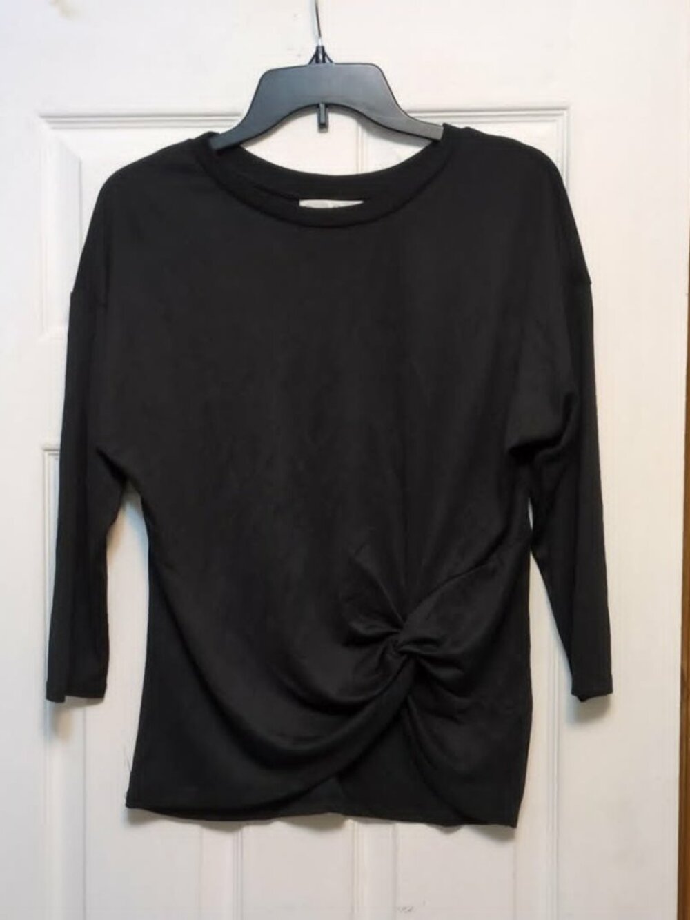 French Laundry Black Assymetric Blouse Sz L? Pit to Pit 25" Waist 36" Supersoft